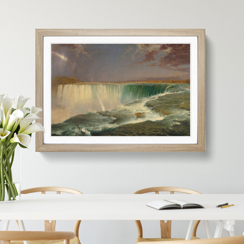 Niagara Falls Vol.1 by Frederic Edwin Church - Picture Frame Painting on MDF, Oak Framed, 36cm H x 48cm W x 2cm D