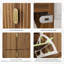 Armoire de rangement pour chaussures - armoire à chaussures autoportante de 23,6 po avec 2 tiroirs rabattables, poignées en métal et conception élégante à rainures pour l'entrée ou le couloir