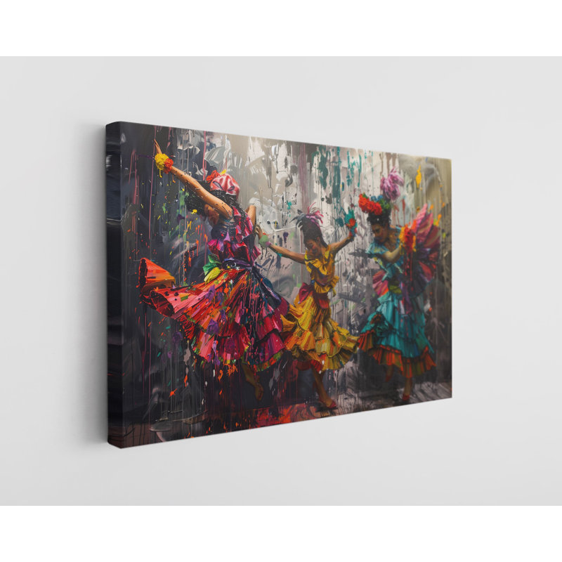Danseurs de flamenco dans des robes colorées, reproduction sur toile, H 40 po x l 60 po