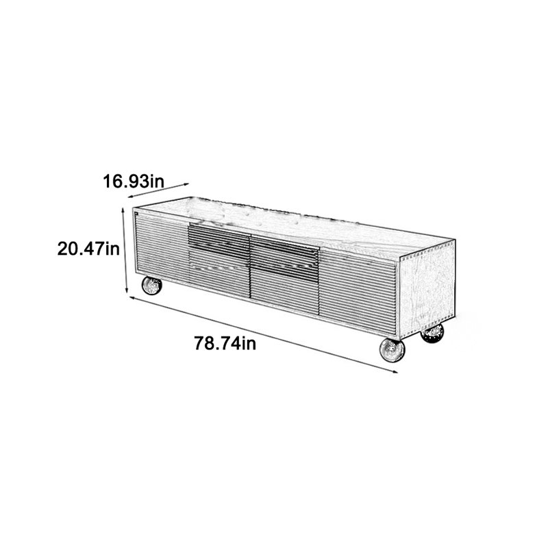Meuble télé de luxe avec grand rangement, 78.74"