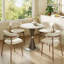 Table de bistro ronde de 79 cm (31 po) pour 2 à 4 personnes, avec piètement en métal texturé pierre frittée et bois, idéale pour un coin repas ou une cuisine.-596206649-602642230