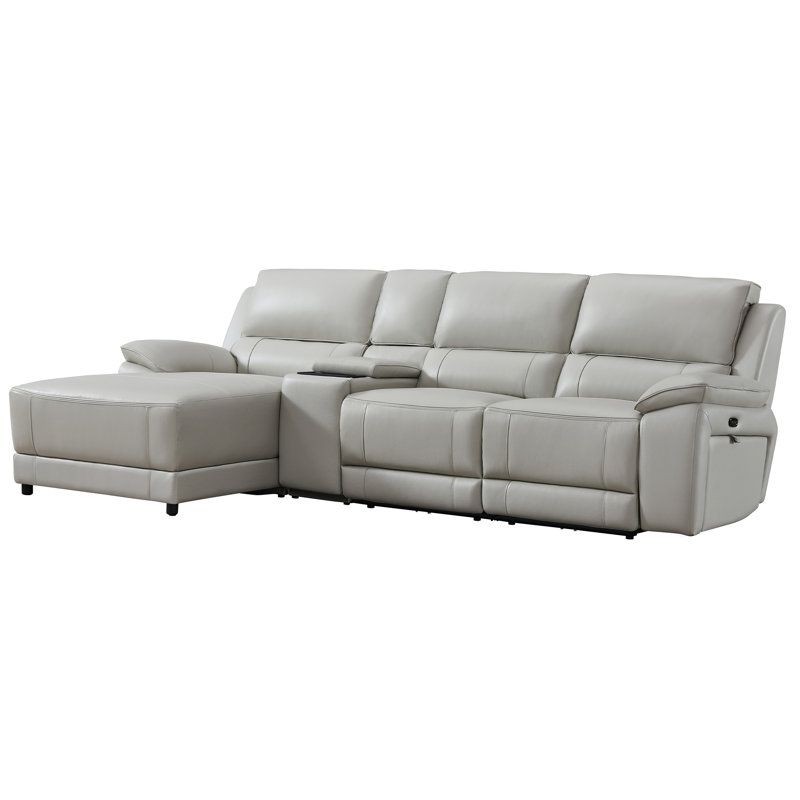 Console inclinable électrique en cuir Carrabelle, port USB, Orienté à gauche (vu de face), Cuir véritable fumé