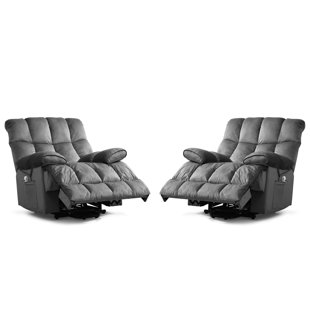 Oversized Power Lift Chair,heated Massage Power Recliner Chair With Usb Port, Electric Recliner With Super Soft Padding(set Of 2)