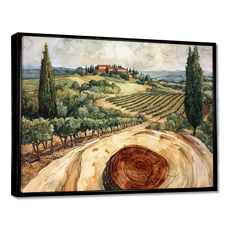 Winn - Vineyard, art mural, H 30 po x l 40 po, Noir, Impression encadrée flottante