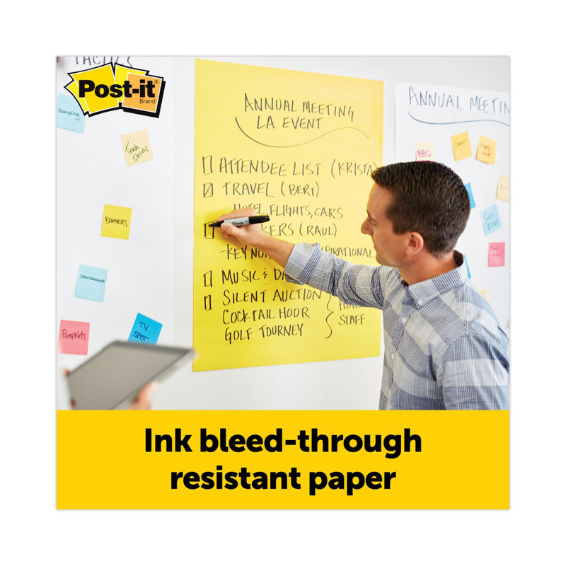 Yellow Lined Self-Stick Easel Pads, 25 x 30, 4-Pack