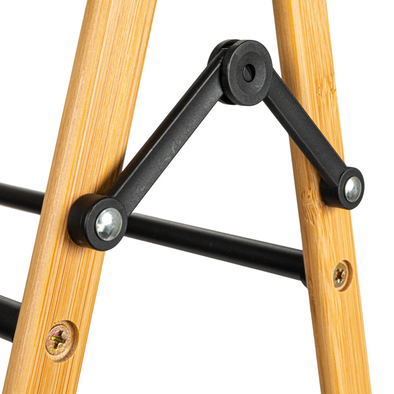 Natural Bamboo and Black Folding Clothes Drying Rack