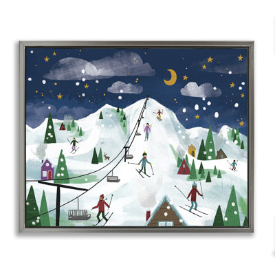 «Nighttime Ski Slopes», art mural sur toile flottante, design par Loni Harris