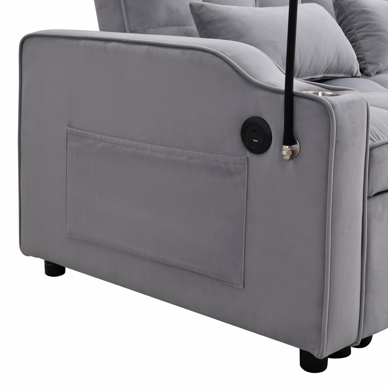 Coussin de futon moderne avec causeuse en velours avec lit gigogne, petit causeuse avec dossier inclinable réglable, coussins décoratifs, poches