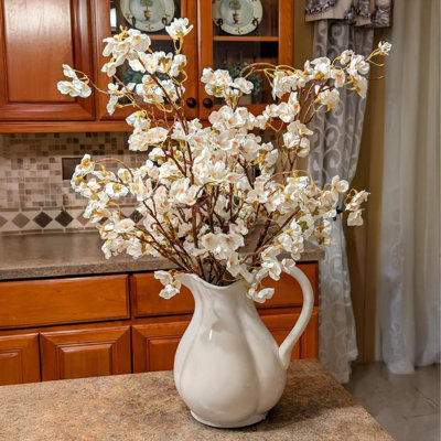 4 Pcs Artificial Cherry Blossom Flower Branches, Bulk Silk Faux Flowers Real Touch Bouquet For Home Wedding Party Centerpieces Spring Summer Decor, Vase Not Included