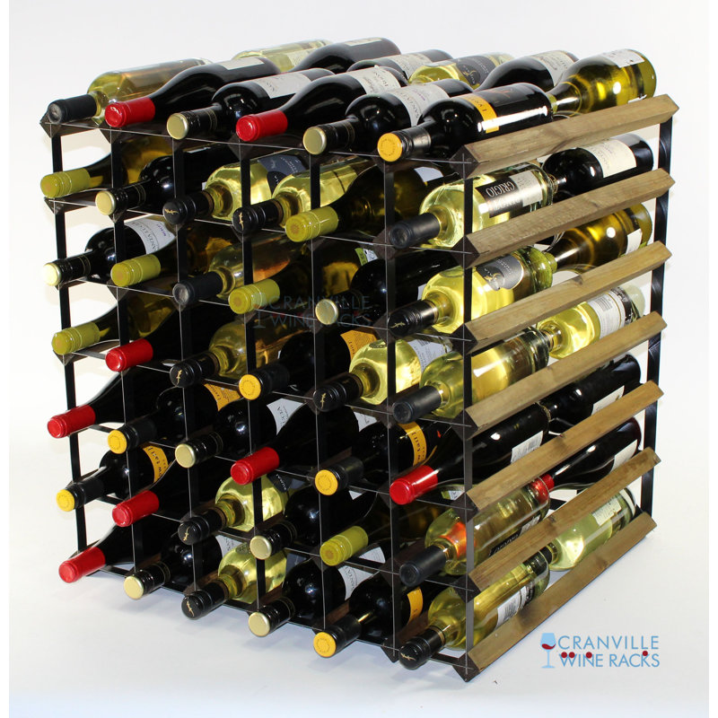 60 Bottle Floor Wine Bottle Rack, Dark Oak Stained Pine