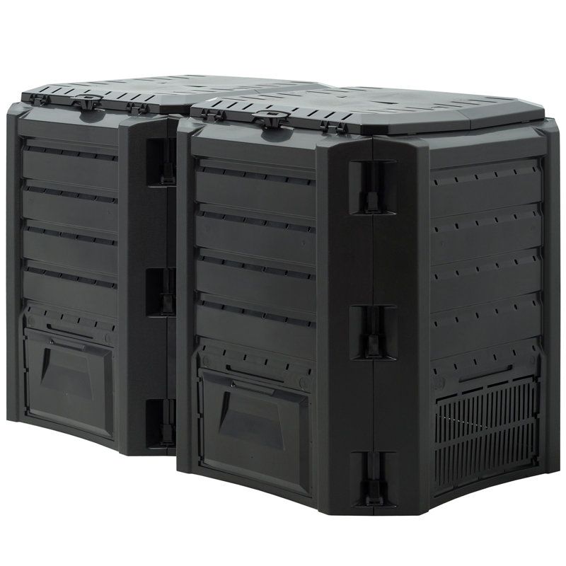 Brigitte Plastic Stationary Composter with Latching Lid