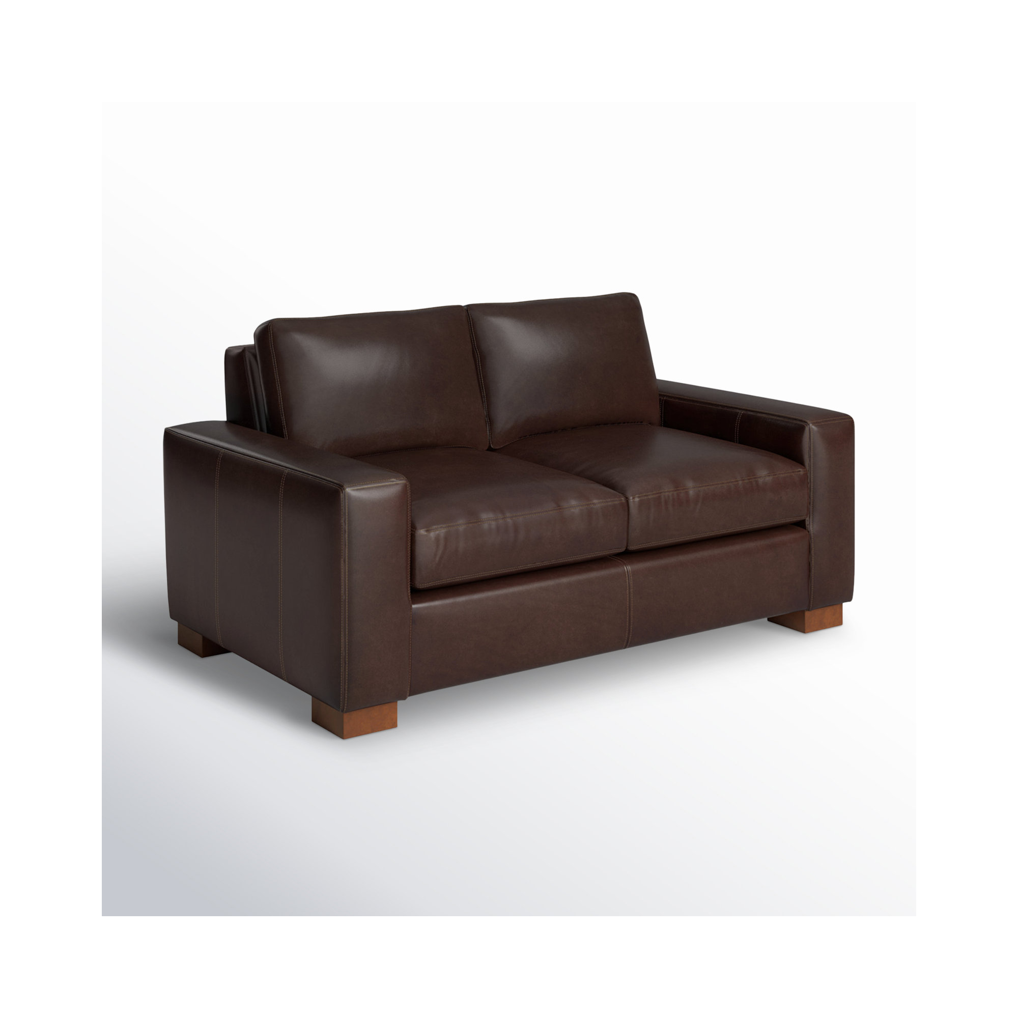  Jonie 66" Genuine Leather Loveseat, Bistro Rustic Genuine Leather