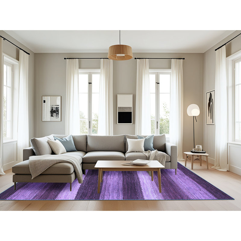Tapis rayé bleu Krishona, Rectangle 8 pi x 12 pi