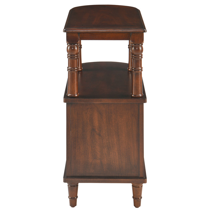 Wexford Collection Wood End Table with Drawers and Storage, Narrow Rectangular Side Table for Living Room and Bedroom, Vintage Walnut Accent Table