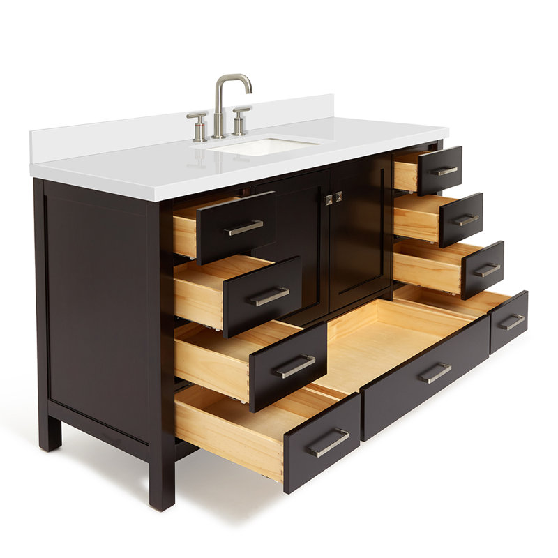 Cambridge 61'' W Single Vanity, Espresso, Satin Nickel