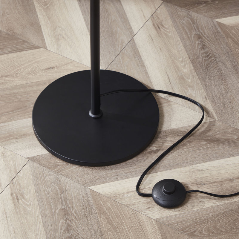 Lampe sur pied à DEL écoénergétique moderne avec abat-jour en verre 65 po Sphere, Noir