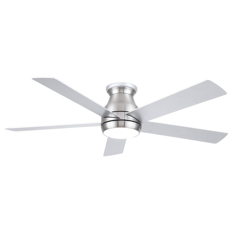 52" Low Profile Ceiling Fan With Lights, Silver, Silver