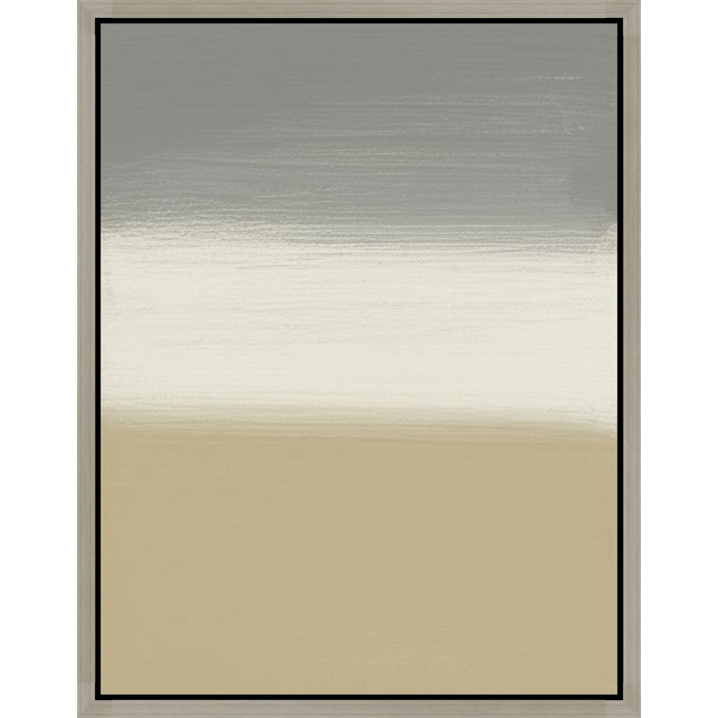 «Minimalist Gray and Beige Abstract», art mural sur toile encadré, 14" H x 11" W, Silver
