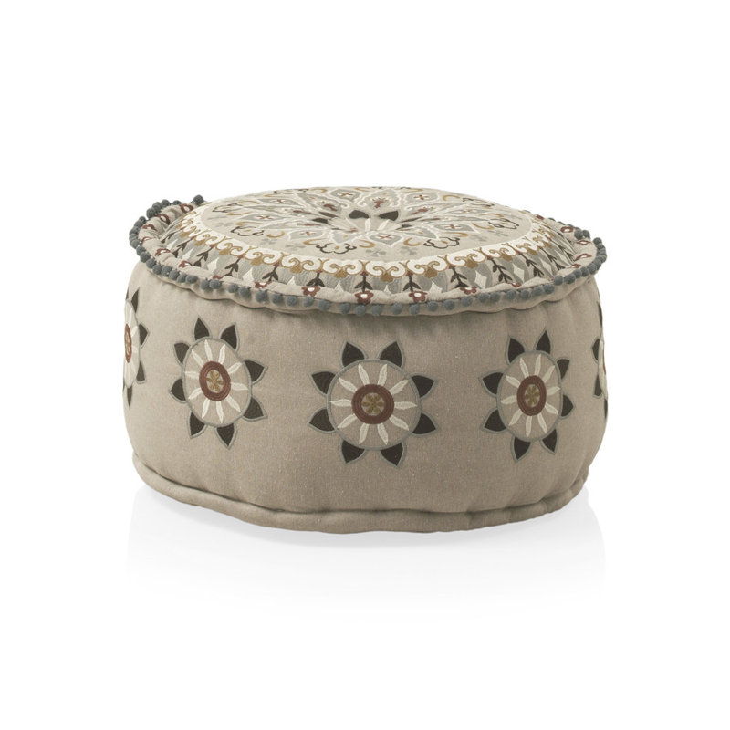 Calica 55cm Wide Round Geometric Pouffe Ottoman