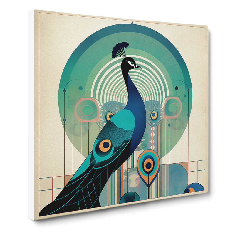 Peacock Bauhaus No.2 - No Frame Print, 50cm H x 50cm W x 3cm D