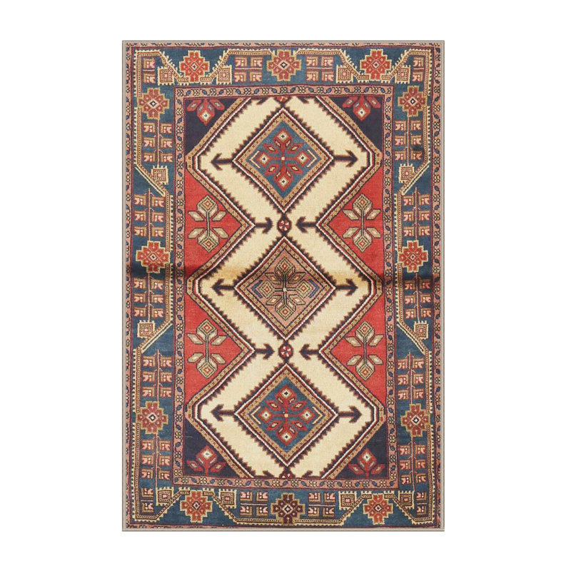 Tapis traditionnel rouge / noir, Rectangle 3 pi x 5 pi