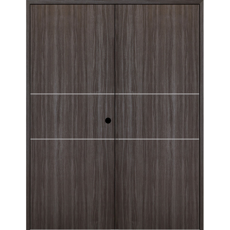 Double porte en bois manufacturé massif Palladio 2H, Chêne, À gauche, 63,5 po x 79,38 po