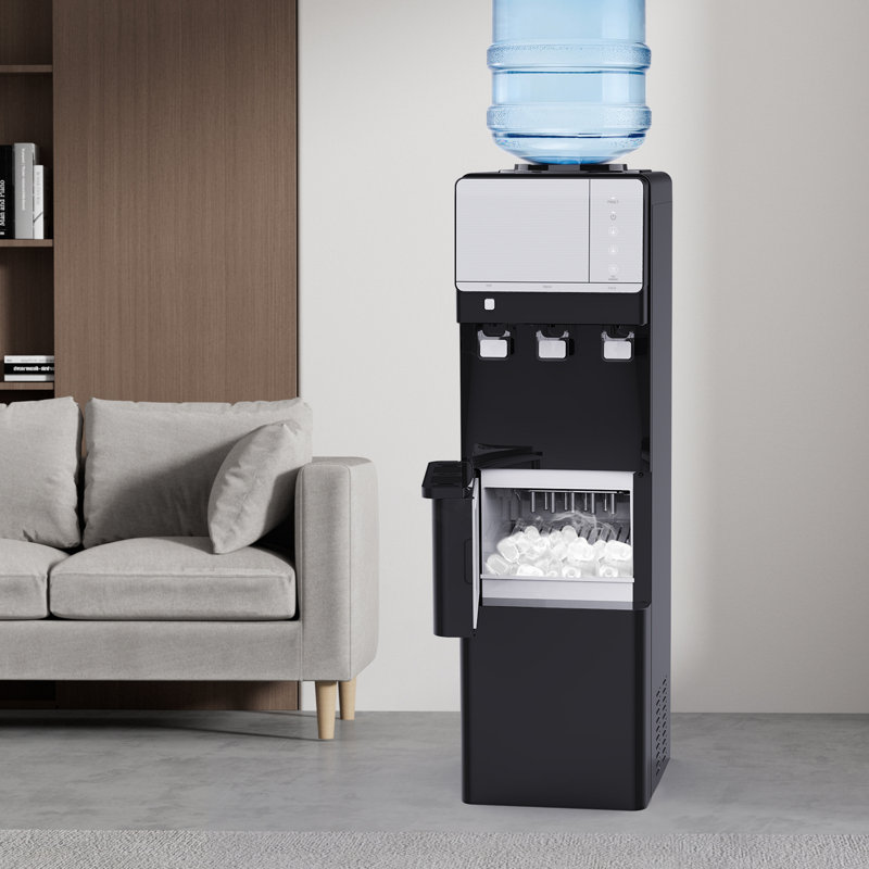 IKT Freestanding Top Loading Water Dispenser with Ice Maker 27 lbs. Daily Capacity, Black