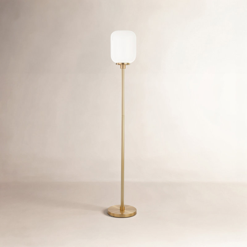 Lampe sur pied traditionnelle 69 po Boystown, Laiton, Blanc