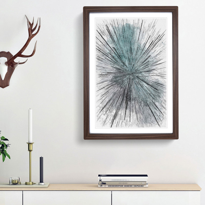 Explosion of Light in Abstract - Picture Frame Graphic Art Print, 65cm H x 48cm W x 2cm D, Walnut Framed