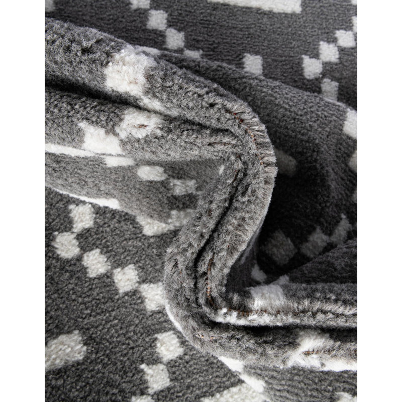 Tapis Ivy Bronx Begna Nathanyl gris, Tapis de couloir 2 pi x 6 pi 1 po