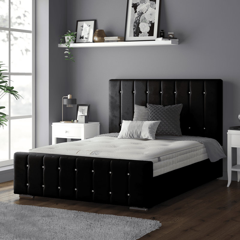 Chico Upholstered Bed, Black, Kingsize (5')