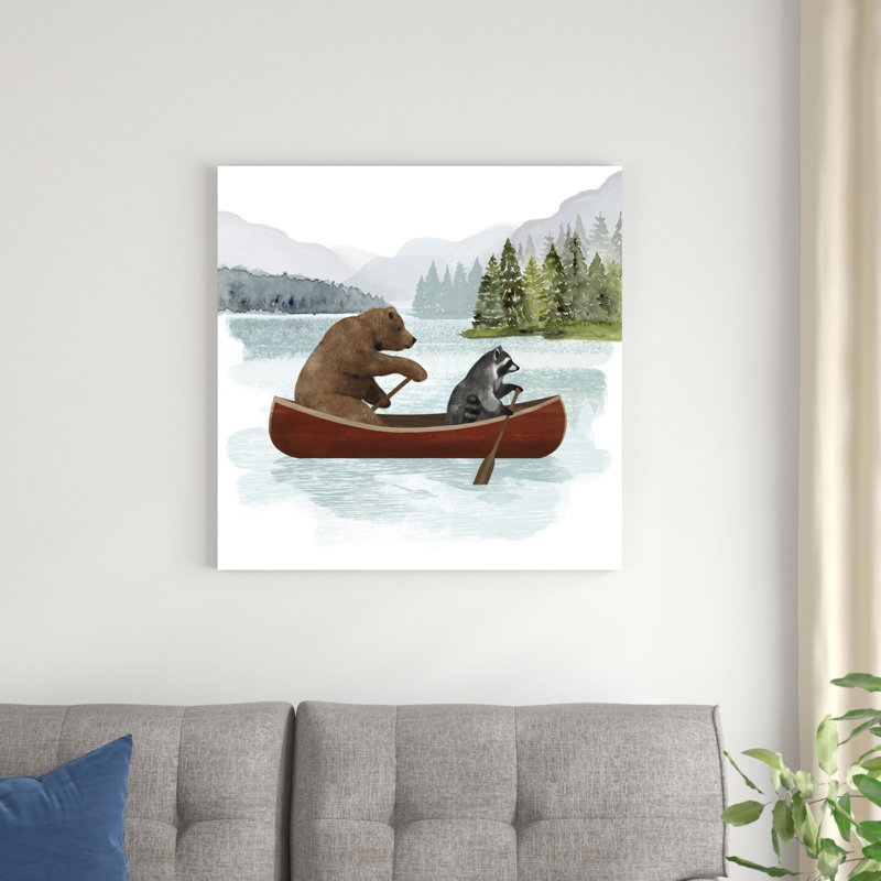 «Canoe Trip I» par Victoria Barnes, impression sur toile tendue, H 30 po x l 30 po, Noir, Framed Print with Mat