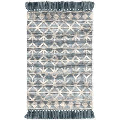 Tapis bleu en laine tissé à la main Pembrook