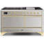 ILVE UM15FDQNS3BKCLP Majestic II 60 inch Dual Fuel Range with 9 Burners, Griddle (Liquid Propane, Solid Door, Glossy Black, Chrome)-1666292719-1666292730