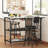 3-Piece Dining Table Set For Kitchen Breakfast Nook, Bar Table Set With Storage And Wine Shelves, With Counter Height Faux Marble Table And 2 Stools, Space Saving Bar Table And Chairs Set For Dining Room