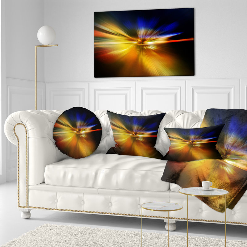 Explosion de lumière en noir - coussin décoratif imprimé abstrait