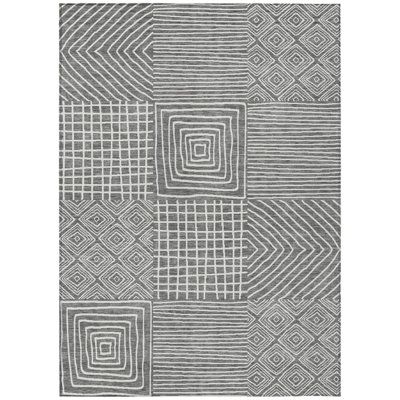 Junia Gray Washable Indoor-Outdoor Rug - 