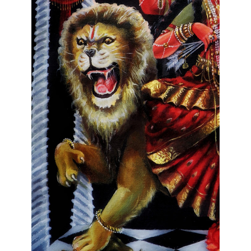 Jagadhatri Devi - Durga | Acrylique sur toile | Par Debasish Mazumder