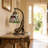 15 Inch High Artistic Cat-shaped Stained Glass Table Lamp; Tiffany Style Bedside Lamp