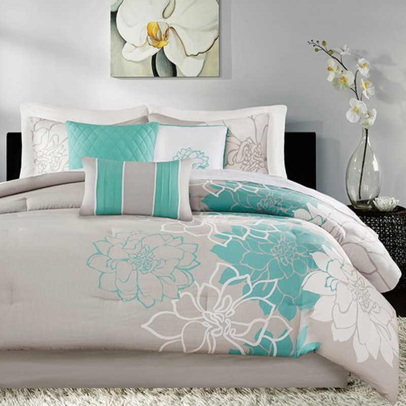 Édredon en coton pour très grand lit, imprimé floral, literie très grand lit, édredon l 104 po x L 92 po, 3 coussins décoratifs