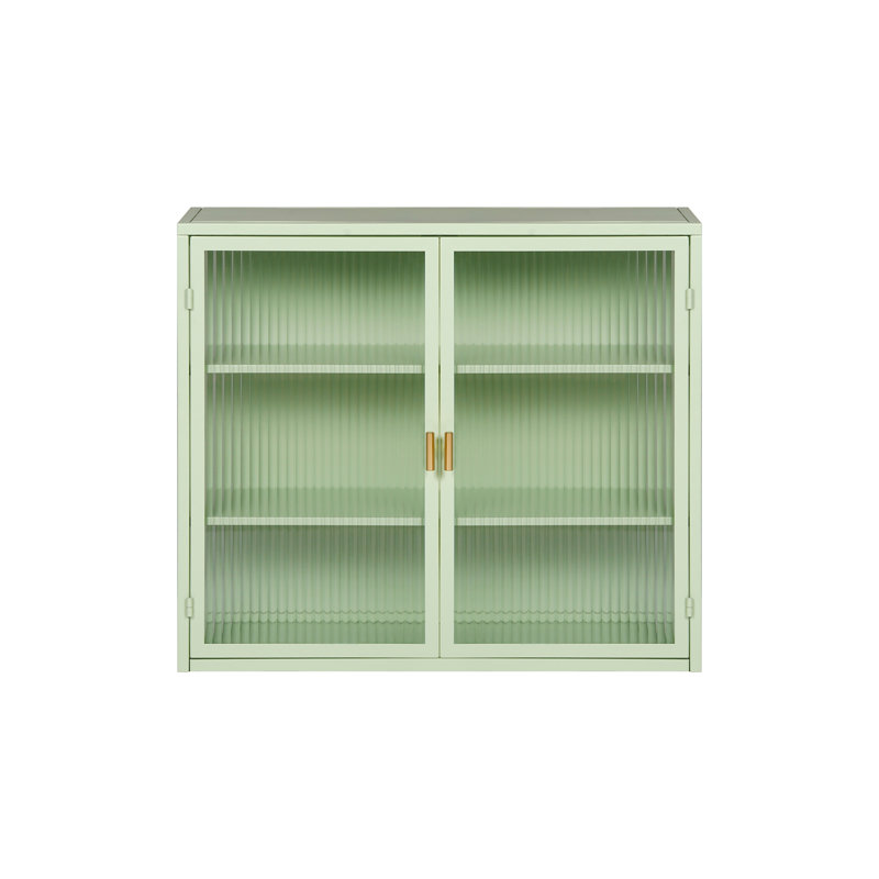27.56"Glass Doors Modern Two-Door Wall Cabinet With Featuring Three-Tier Storage For Entryway Living Room Bathroom Dining Room,Mint Green