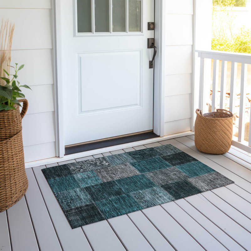 Washable Patchwork Indoor / Outdoor Rug, Rectangle 1'8" x 2'6"