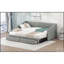Lit de jour simple tapissier très grand avec deux tiroirs, gris