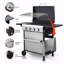 Barbecue au gaz propane à 4 brûleurs, Ss Plancha, sortie avec grilles de cuisson en émail pour barbecue, table d'appoint pliable, panier suspendu, acier inoxydable