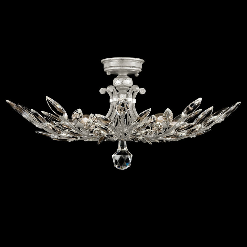 Plafonnier semi-encastré Crystal Laurel, Argent