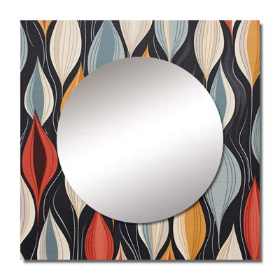 Grand miroir mural carré géométrique Bindvasini - Retro AbstractáLeaves II
