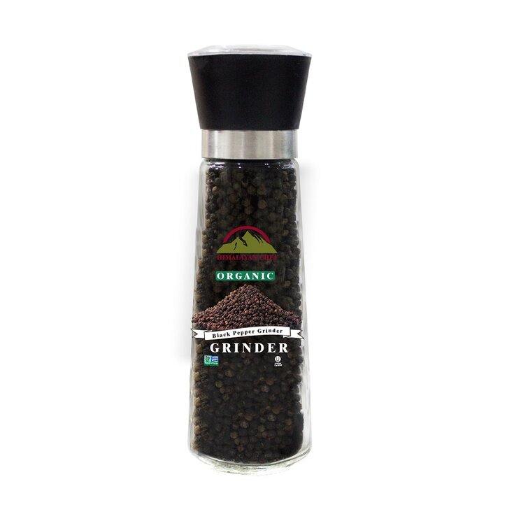 Himalayan Chef Organic Black Pepper Refillable Glass Grinders, 6.40 ounces