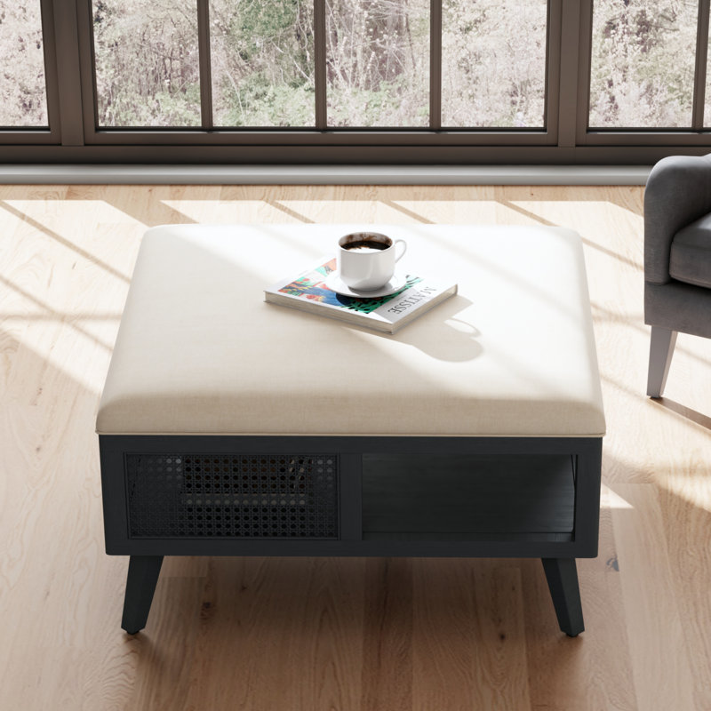 Square Rattan Coffee Table with Storage