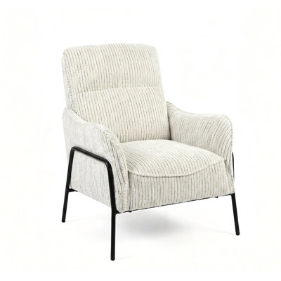 Fauteuil d'appoint moderne à rayures et rembourré avec support lombaire ergonomique et structure industrielle