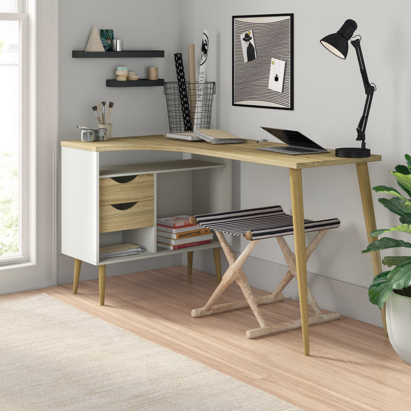Havana L-Shaped Computer Desk, Oak/White
